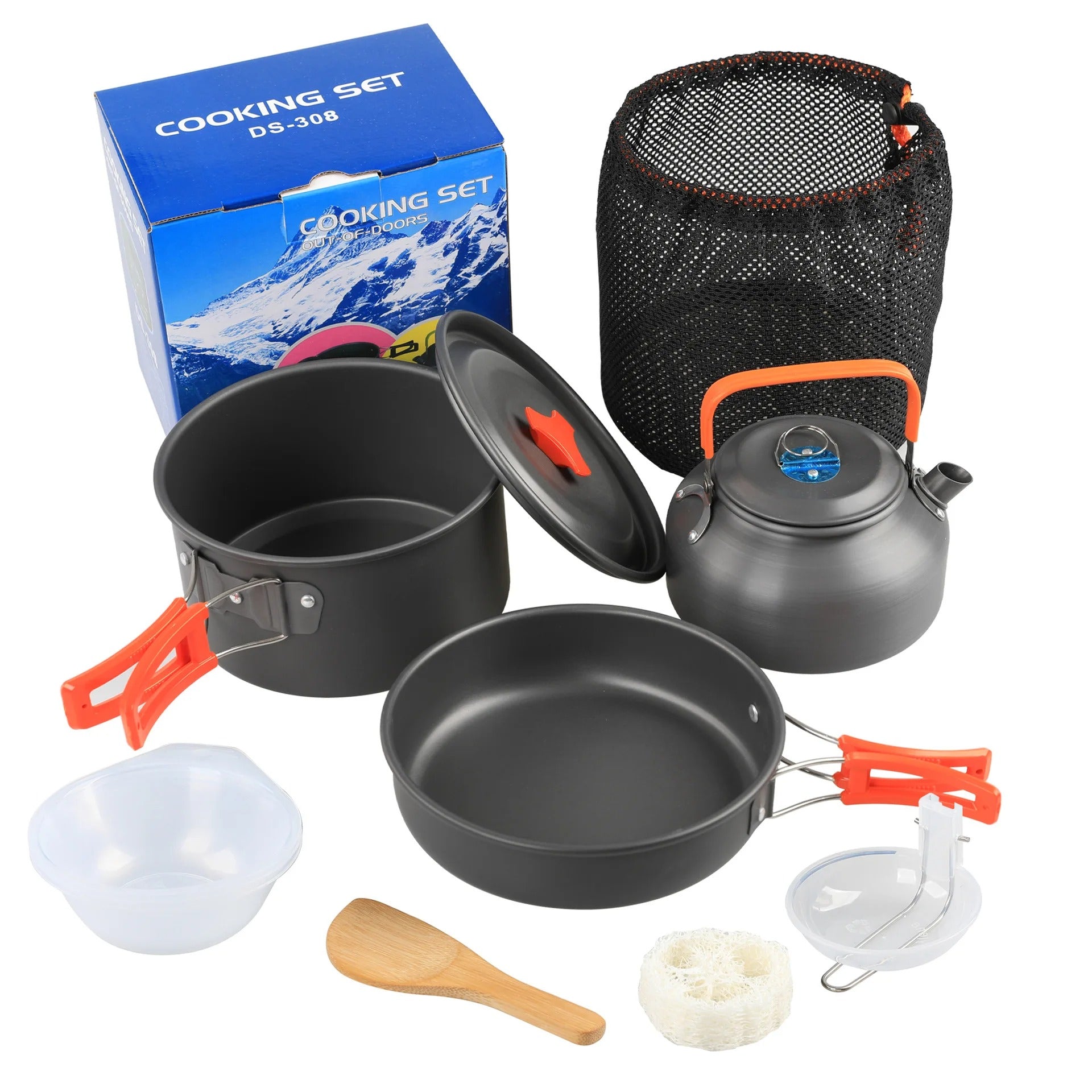Camping Cookware Mess Kit with Kettle