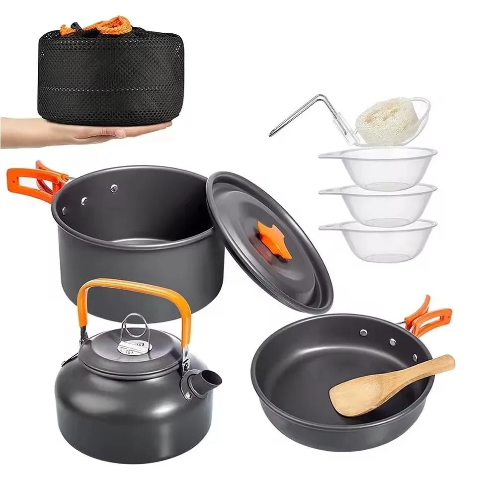 Camping Cookware Mess Kit with Kettle