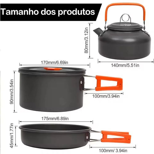Camping Cookware Mess Kit with Kettle