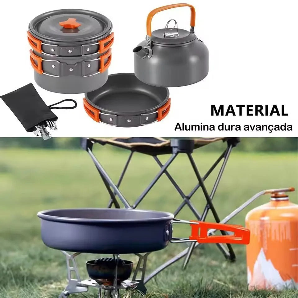 Camping Cookware Mess Kit with Kettle