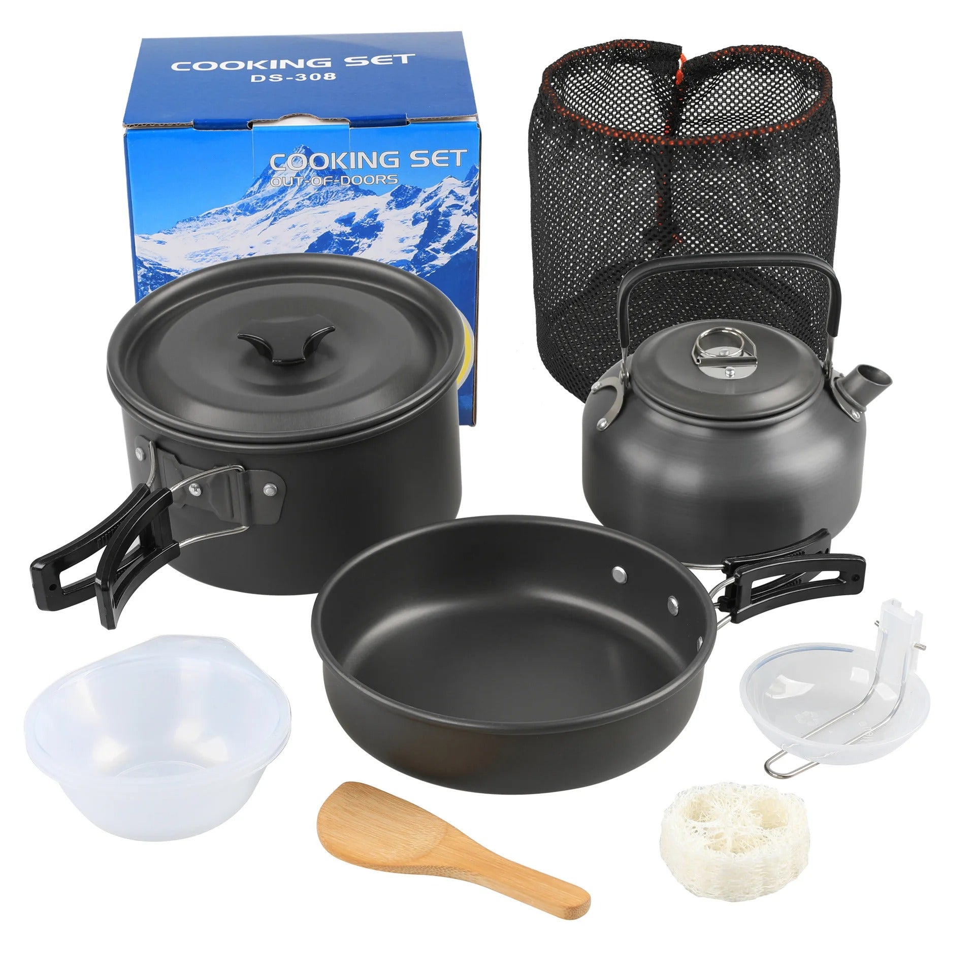 Camping Cookware Mess Kit with Kettle