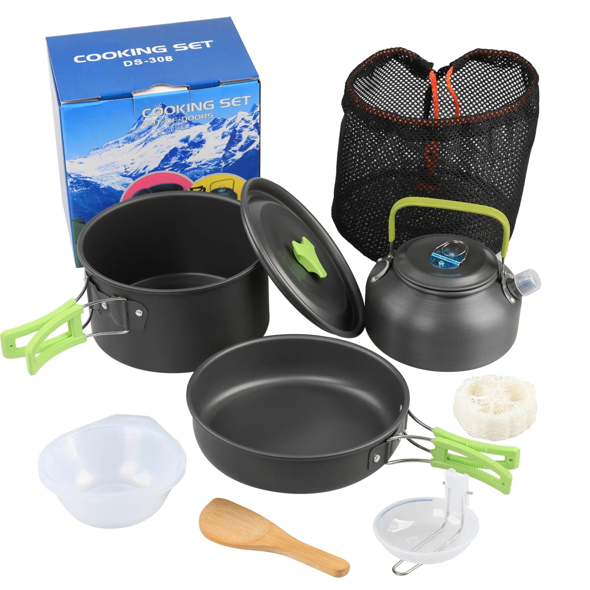 Camping Cookware Mess Kit with Kettle